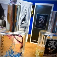 Women's and men's perfumes close up